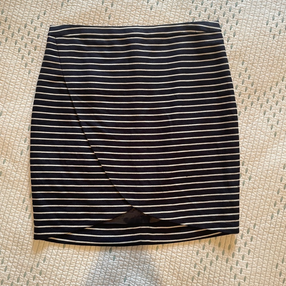 J. Crew Navy & Cream Striped Tulip Hem Pencil Skirt